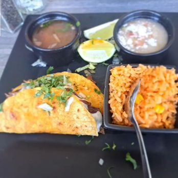 La Casa De Las Flores - Birria tacos with consomme, rice, and beans - Mexican Near Me - Mesa, Arizona La Casa De Las Flores - Birria tacos with consomme, rice, and beans - Mexican Near Me - Mesa, Arizona