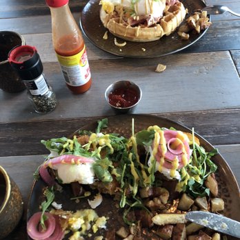 Souffle’s - Home fries, pickled onion eggs Benedict on GF bread, Madam croquet waffle - Breakfast & Brunch Near Me - North Myrtle Beach, South Carolina Souffle’s - Home fries, pickled onion eggs Benedict on GF bread, Madam croquet waffle - Breakfast & Brunch Near Me - North Myrtle Beach, South Carolina