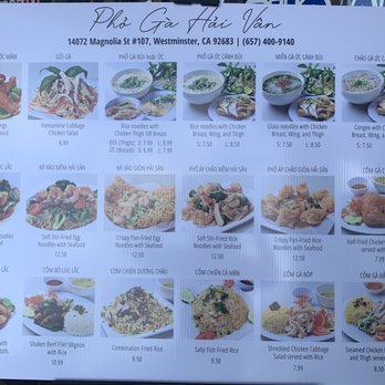 Pho Ga Hai Van - their menu - Vietnamese Near Me - Westminster, California Pho Ga Hai Van - their menu - Vietnamese Near Me - Westminster, California