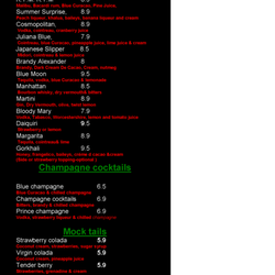 Gurkha's Nepalese Restaurant - Gurkha's beverage menu