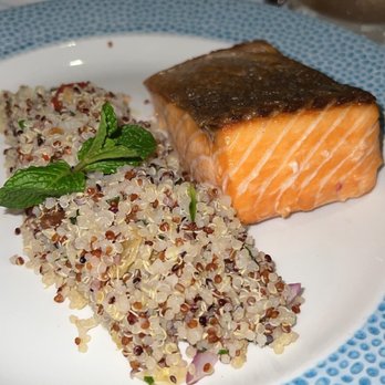 Swan - Salmon Quinoa - Gluten Free & Dairy Free - Modern European Near Me - Miami, Florida Swan - Salmon Quinoa - Gluten Free & Dairy Free - Modern European Near Me - Miami, Florida
