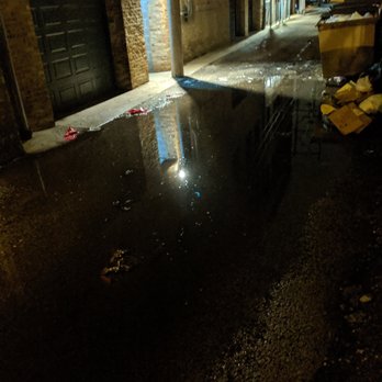 Beal Properties - The flooding in the back of the building that is common with every rainfall. - Property Management Near Me - Chicago, Illinois