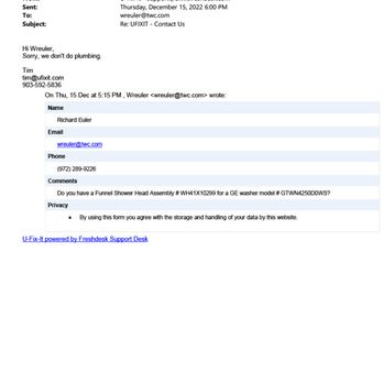 U-Fix-It Appliance Parts - Emailed response. - Appliances & Repair Near Me - Dallas, Texas U-Fix-It Appliance Parts - Emailed response. - Appliances & Repair Near Me - Dallas, Texas