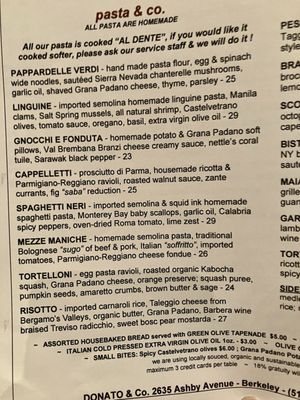 Menu photo 2 Donato & Co Berkeley, CA
