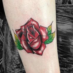 Teal Tiger Tattoo - Neo traditional classic rose