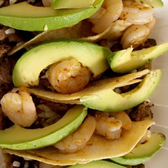 La Jaivita - shrimp, avocado, and rice tacos in a styrofoam container - Seafood Near Me - Aurora, Illinois