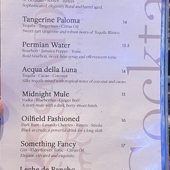 Santomar - Cocktail menu - Seafood Near Me - Midland, Texas