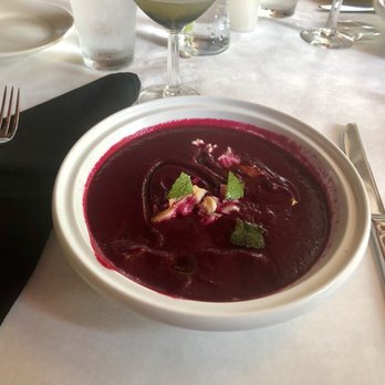 Rowland - Chilled Beet Soup topped with smoke trout. - New American Near Me - Richmond, Virginia Rowland - Chilled Beet Soup topped with smoke trout. - New American Near Me - Richmond, Virginia