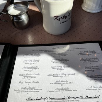Katy's Place - Good coffee, high prices. $90 (before tip) for two adults, two kids, no alcohol and cash only. - Breakfast & Brunch Near Me - Carmel, California Katy's Place - Good coffee, high prices. $90 (before tip) for two adults, two kids, no alcohol and cash only. - Breakfast & Brunch Near Me - Carmel, California