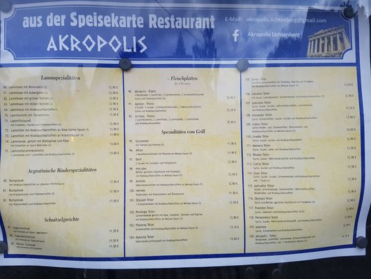 Menu photo 1 Akropolis Lichtenberg, SN