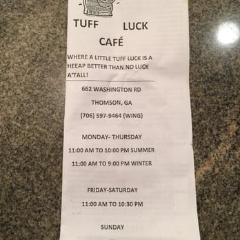 Tuff Luck Cafe - Menu - American Near Me - Thomson, Georgia Tuff Luck Cafe - Menu - American Near Me - Thomson, Georgia