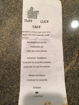 Menu photo 3 Tuff Luck Cafe Thomson, GA Menu photo 3 Tuff Luck Cafe Thomson, GA