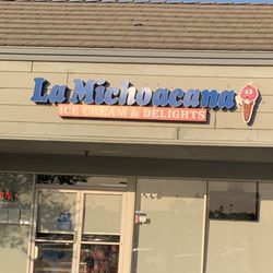 La Michoacana Ice cream and Delights - The store sign