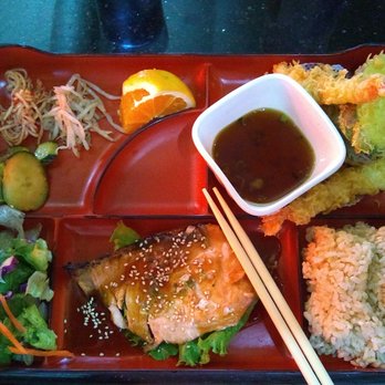 Yomama Sushi - Veggie & Shrimp Tempura and Salmon Teriyaki Bento - Sushi Bars Near Me - Camarillo, California Yomama Sushi - Veggie & Shrimp Tempura and Salmon Teriyaki Bento - Sushi Bars Near Me - Camarillo, California