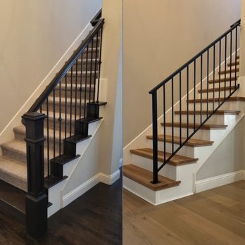 Step & Rail - Before and after, tract home traditional railing system to a custom contemporary! - Decks & Railing Near Me - Princeton, Texas