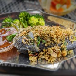 Boran Royal Thai Cuisine - Grilled rainbow trout with lots of lemongrass