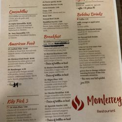 Monterrey Restaurant - Menu 4-14-25