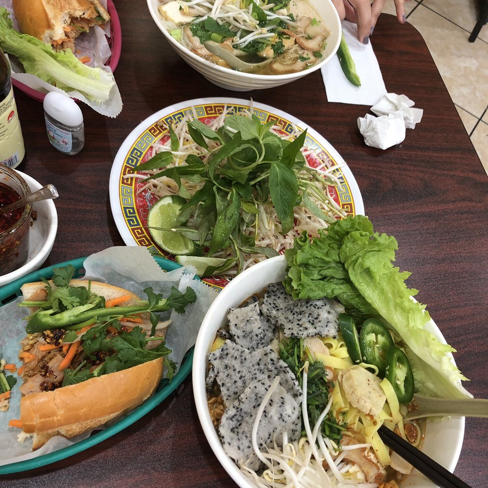 Duy's Vegetarian Cafe - We split a Banh mi and got hu tieu and mi quang - Sandwiches Near Me - Houston, Texas