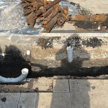 Hobert Pools & Spas - shows more than 8" subbase under pavers to existing soil where customer claims there  was not any - Pool & Hot Tub Service Near Me - Murphy, Texas