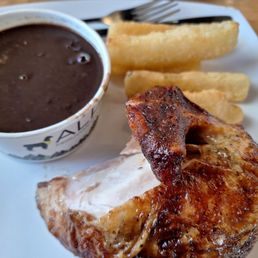 1/4 white with black beans and yuca fries