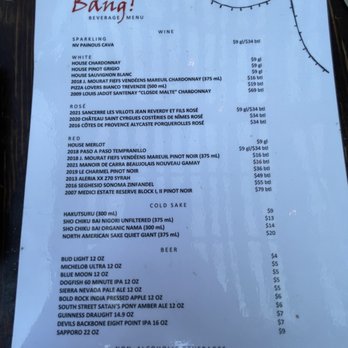 Bang! - Drinks menu! - Vegetarian Near Me - Charlottesville, Virginia