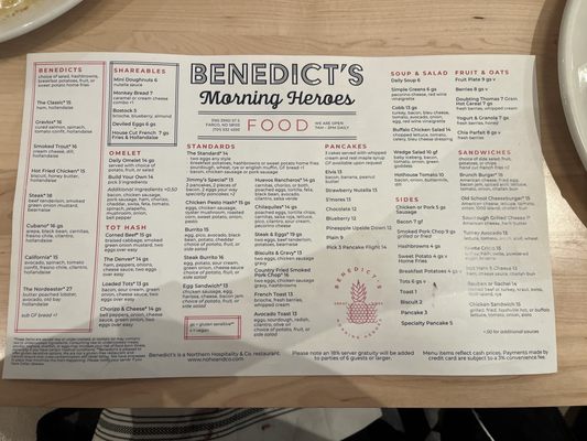 Menu photo 1 Benedict's Fargo, ND