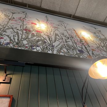 MoCo's Founding Farmers - Pretty floral wall paper inside - New American Near Me - Potomac, Maryland MoCo's Founding Farmers - Pretty floral wall paper inside - New American Near Me - Potomac, Maryland