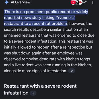Yvonne's - In the past, this restaurant had a major rat infestation. Seems like they still do. What's their BOH grade? - New American Near Me - Boston, Massachusetts