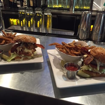 Lower Mills Tavern - Classic fried chicken sandwich and LMT burger. - Cocktail Bars Near Me - Boston, Massachusetts