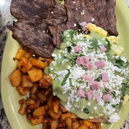 Huevos rancheros with steak Huevos rancheros with steak