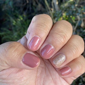 UT Nails & Spa - Gel manicure. I believe the colors were "Glitter for You" and "Light Fawn". - Nail Salons Near Me - San Diego, California UT Nails & Spa - Gel manicure. I believe the colors were "Glitter for You" and "Light Fawn". - Nail Salons Near Me - San Diego, California