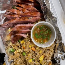 Asian sausage with fried rice Asian sausage with fried rice