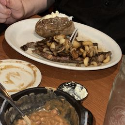 Beans, ribeye