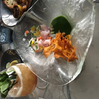 Marsh House - Ceviche with bbq shrimp in the background - Southern Near Me - Nashville, Tennessee Marsh House - Ceviche with bbq shrimp in the background - Southern Near Me - Nashville, Tennessee