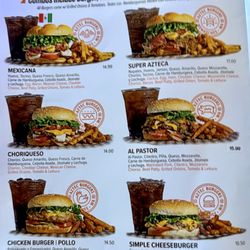 Aztec Burgers & More - Menu page on 2/1/25