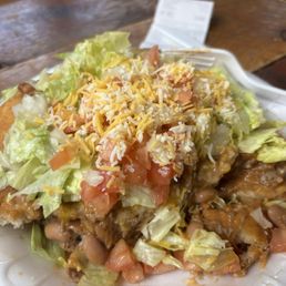 Navajo Taco ( fully loaded fry Bread) Sooo good with chili and all the fixings Navajo Taco ( fully loaded fry Bread) Sooo good with chili and all the fixings