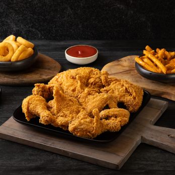 Crispy Halal - Fried Chicken Meal with Fries and onion rings - Mediterranean Near Me - Allentown, Pennsylvania