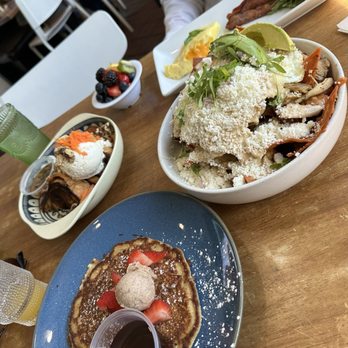 Heirloom Kitchen - Angelica's Chilequiles, Oatmeal Pancake, Carrot cake french toast! - Burgers Near Me - Stockton, California