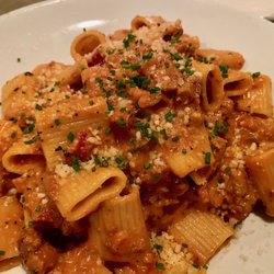 Orta Trattoria and Lounge - Rigatoni Bolognese, $24. Flavorful, quality meat, perfectly cooked pasta.