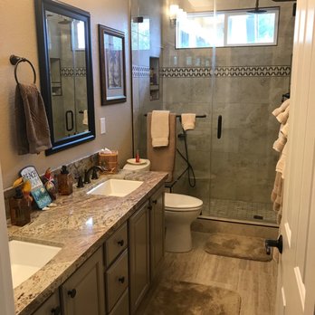 EZ Handyman - New vanity, tile floor and walk in shower, all done by Sal - General Contractors Near Me
