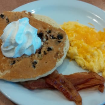 Denny's - Blueberry Muffin Pancakes, $6 The scrambled eggs with cheese were delicious! - Breakfast & Brunch Near Me - Redlands, California Denny's - Blueberry Muffin Pancakes, $6 The scrambled eggs with cheese were delicious! - Breakfast & Brunch Near Me - Redlands, California