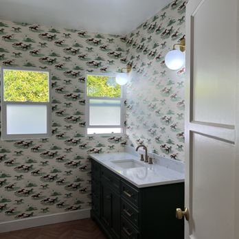 VIP Wallpapering - Another view of bathroom wallpaper - Wallpapering Near Me