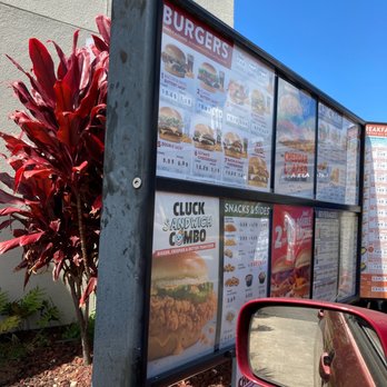 Jack in the Box - a side view mirror of a red car - Burgers Near Me - Honolulu, Hawaii