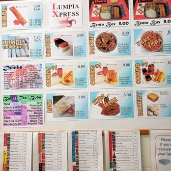 Lumpia Xpress - menus and prices on a bulletin board - Asian Fusion Near Me - Mountain Home, Idaho
