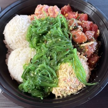 OG Poke - Kanaka Poke Bowl (Large) - rice, seaweed salad, crab salad, spicy aioli poke, Teri ginger poke, and furikake poke - Poke Near Me - Eugene, Oregon OG Poke - Kanaka Poke Bowl (Large) - rice, seaweed salad, crab salad, spicy aioli poke, Teri ginger poke, and furikake poke - Poke Near Me - Eugene, Oregon