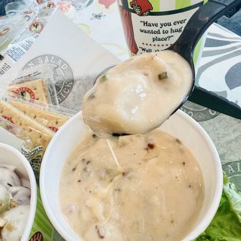 Chicken Salad Chick - Cheese pull from the loaded potato soup - Sandwiches Near Me - Houston, Texas