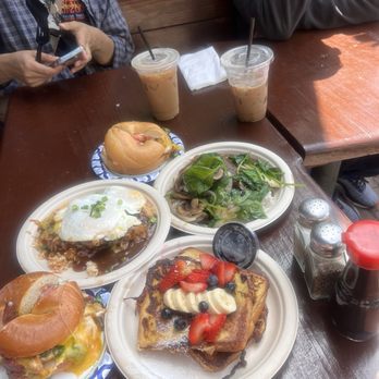 Leilani's Cafe - french toast, risin bagel (2), hilo, hamburger steak, iced oat macadamia lattes - Breakfast & Brunch Near Me - San Diego, California