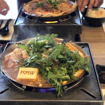 Boiling Point - Really delicious soup! Front: Korean bean paste Back: beef - Taiwanese Near Me - Irvine, California