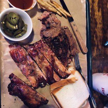 Hard Eight BBQ - Ribs and brisket. About $22 with small drink. - Barbeque Near Me - Roanoke, Texas