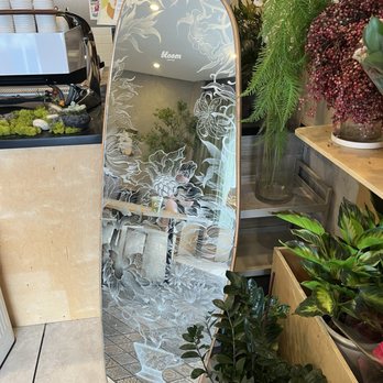 Project Bloom Coffee - Etched mirror inside Project Bloom. - Coffee & Tea Near Me - Los Angeles, California